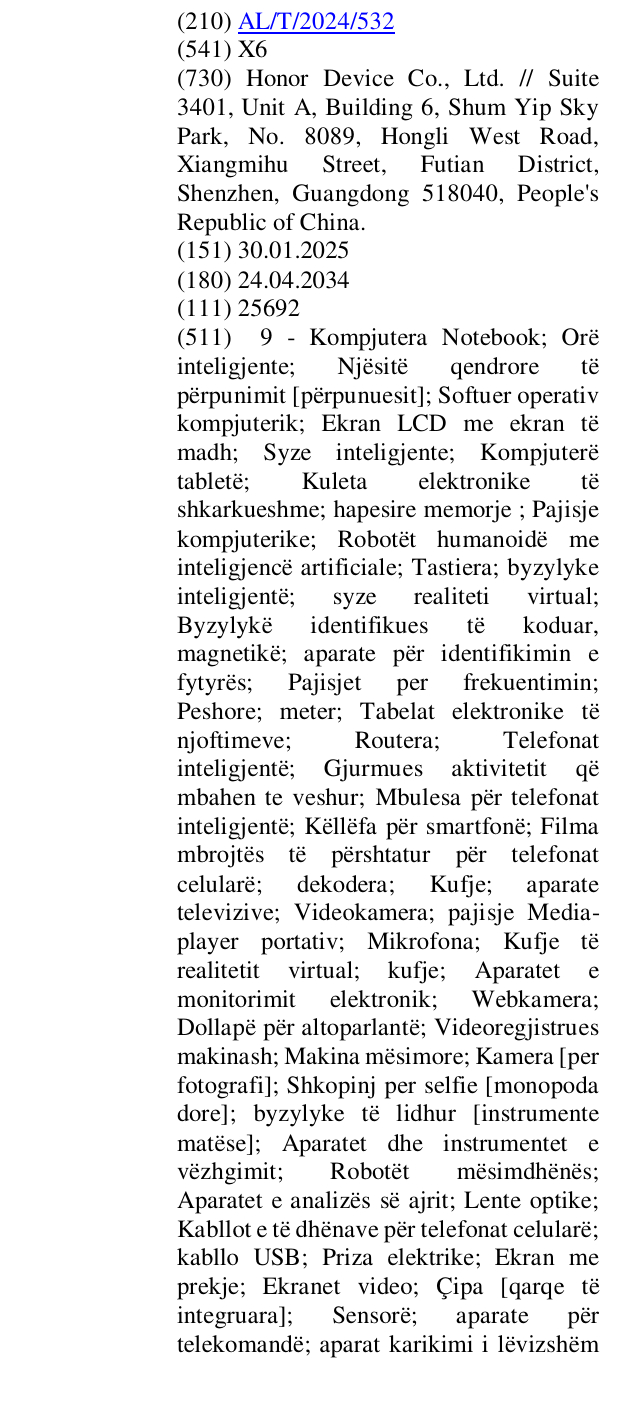 Zëri i markës X6 në buletin