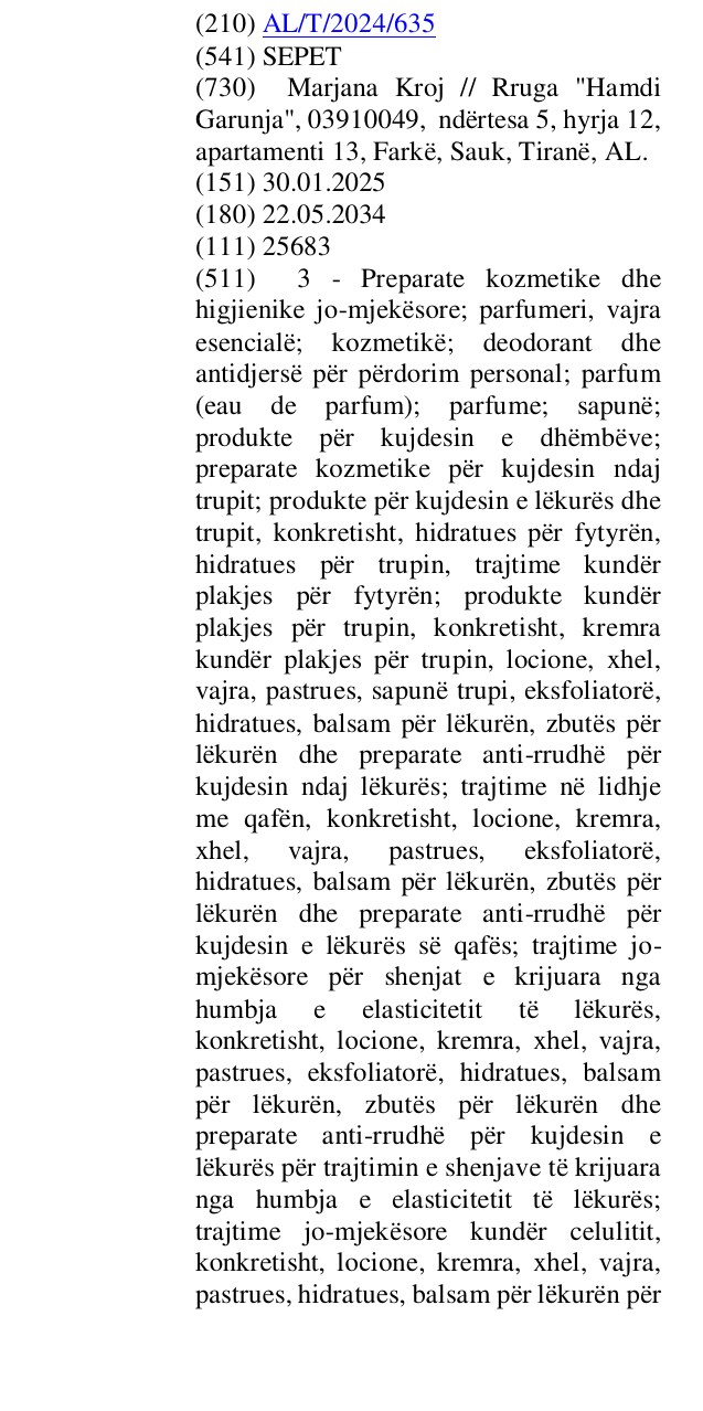 Zëri i markës SEPET në buletin