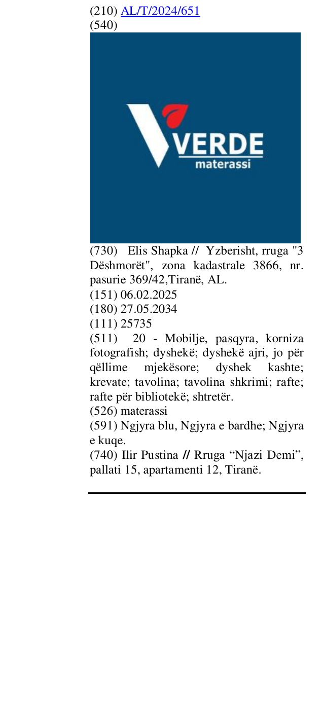 Zëri i markës materassi në buletin