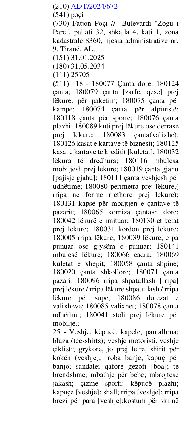 Zëri i markës poçi në buletin