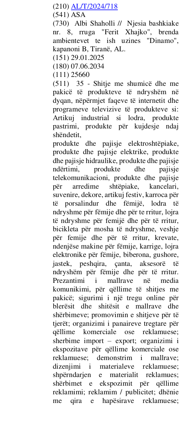 Zëri i markës ASA në buletin