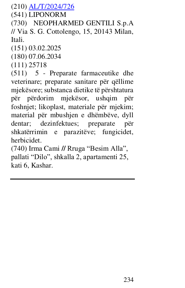 Zëri i markës LIPONORM në buletin