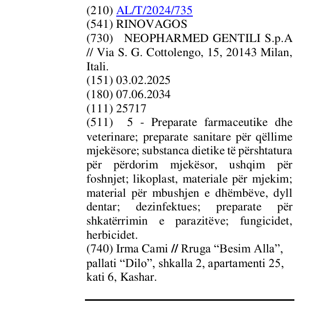 Zëri i markës RINOVAGOS në buletin