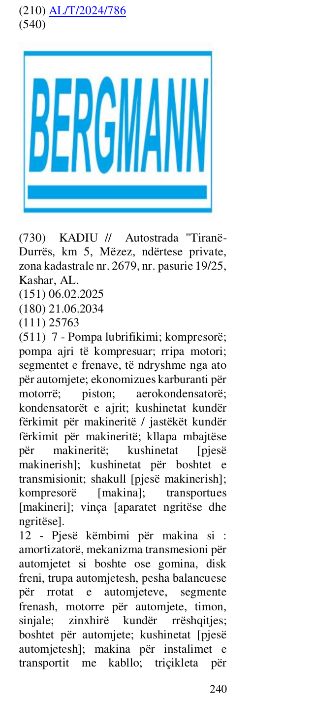 Zëri i markës BERGMANN në buletin