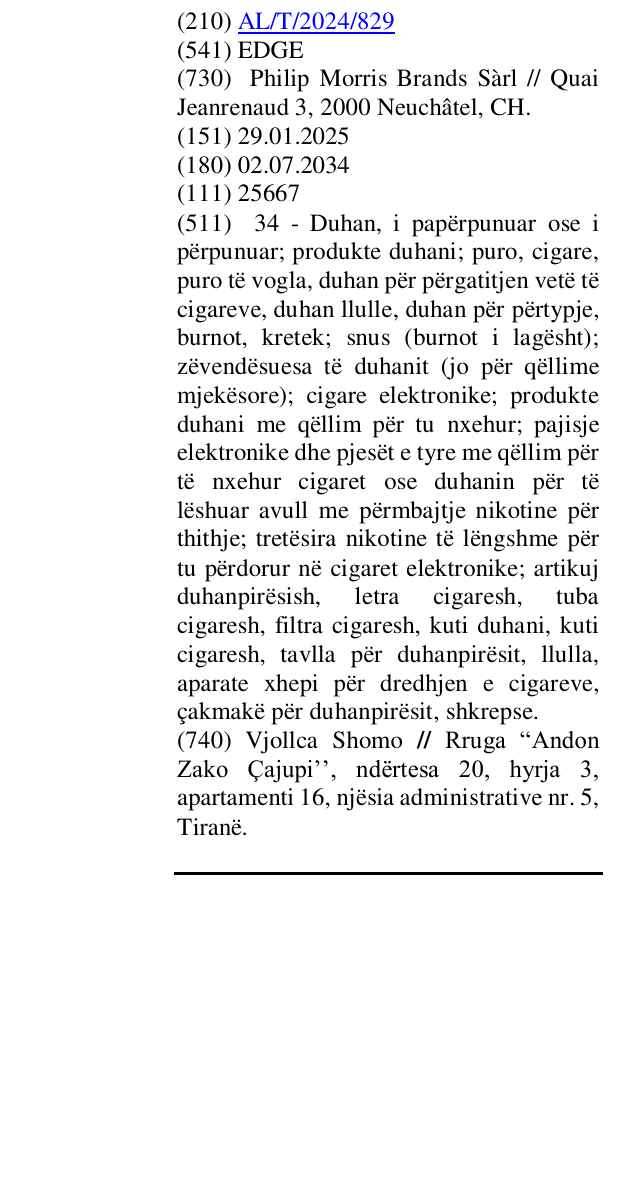 Zëri i markës EDGE në buletin