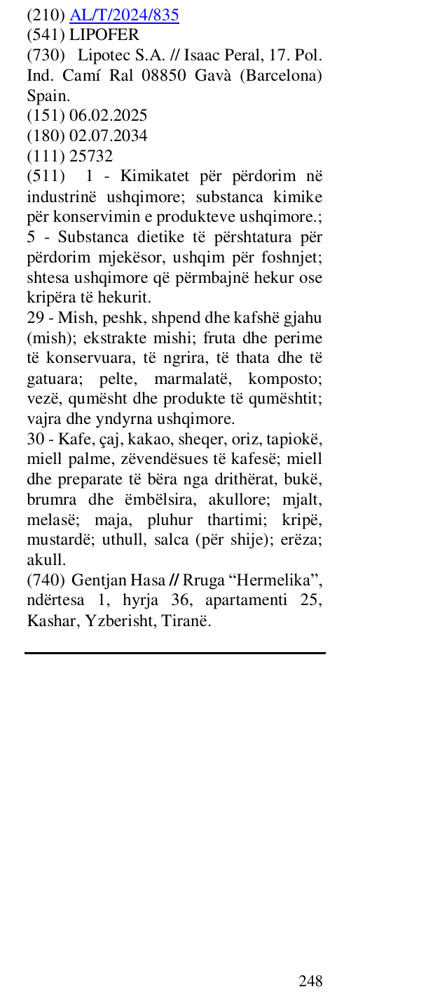 Zëri i markës LIPOFER në buletin