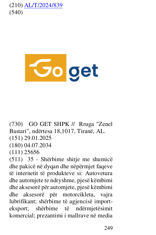 Zëri i markës Go get në buletin