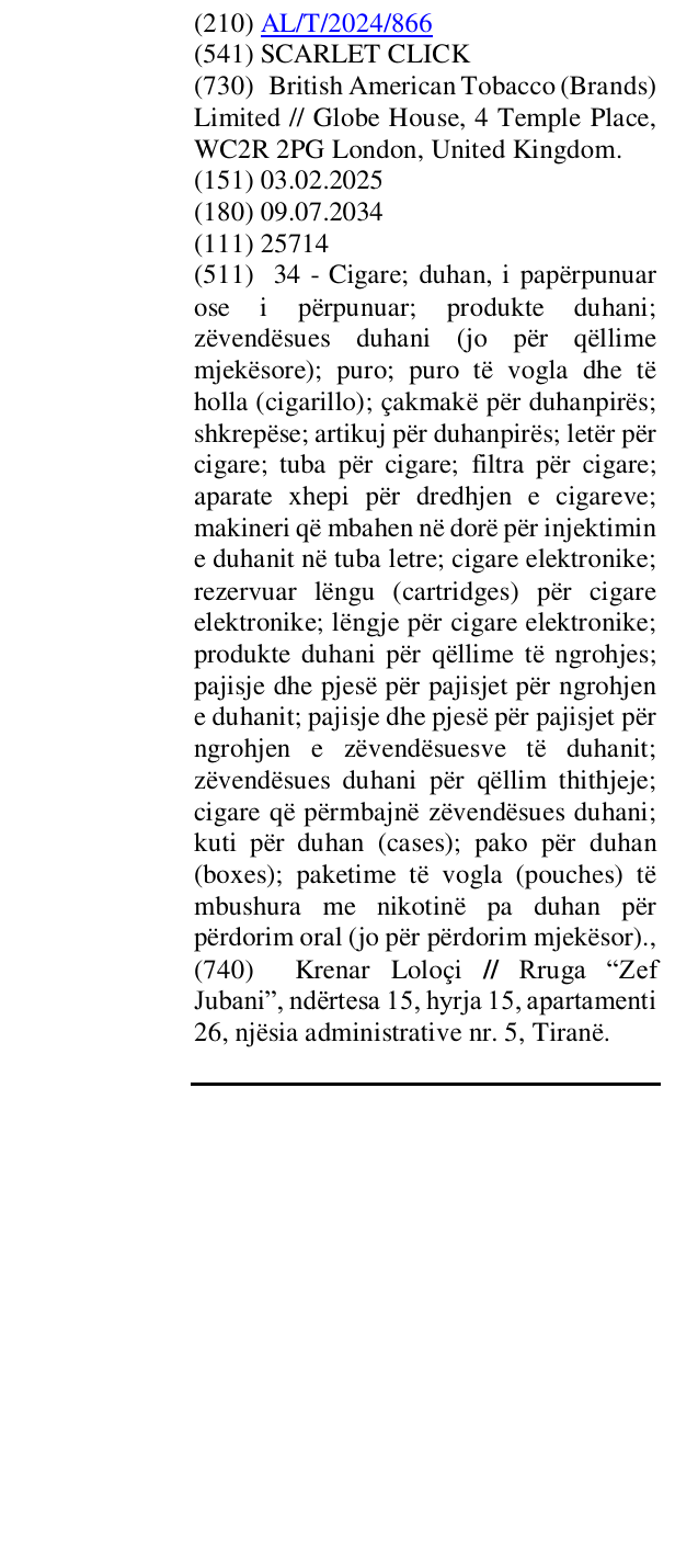 Zëri i markës SCARLET CLICK në buletin