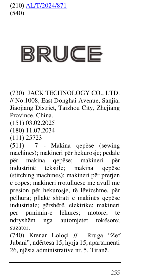 Zëri i markës BRUCE në buletin