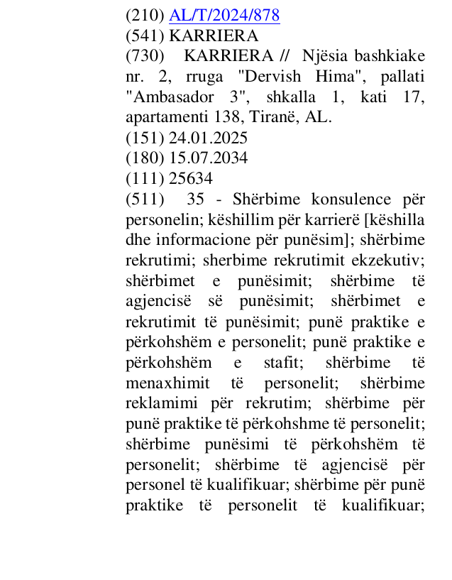 Zëri i markës KARRIERA në buletin
