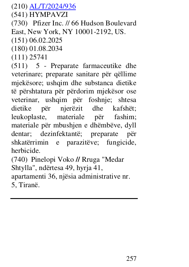 Zëri i markës HYMPAVZI në buletin
