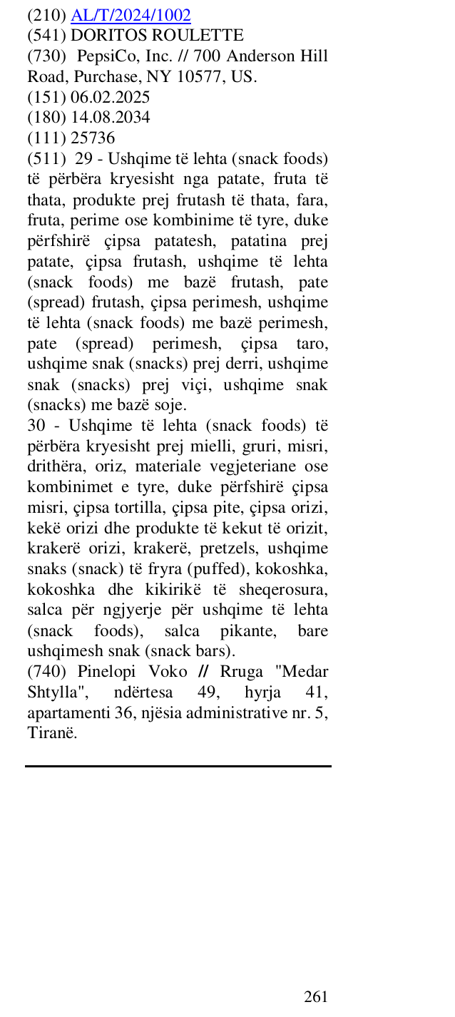Zëri i markës DORITOS ROULETTE në buletin