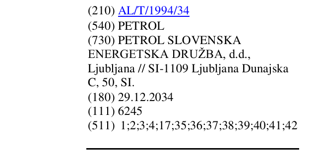 Zëri i markës PETROL në buletin