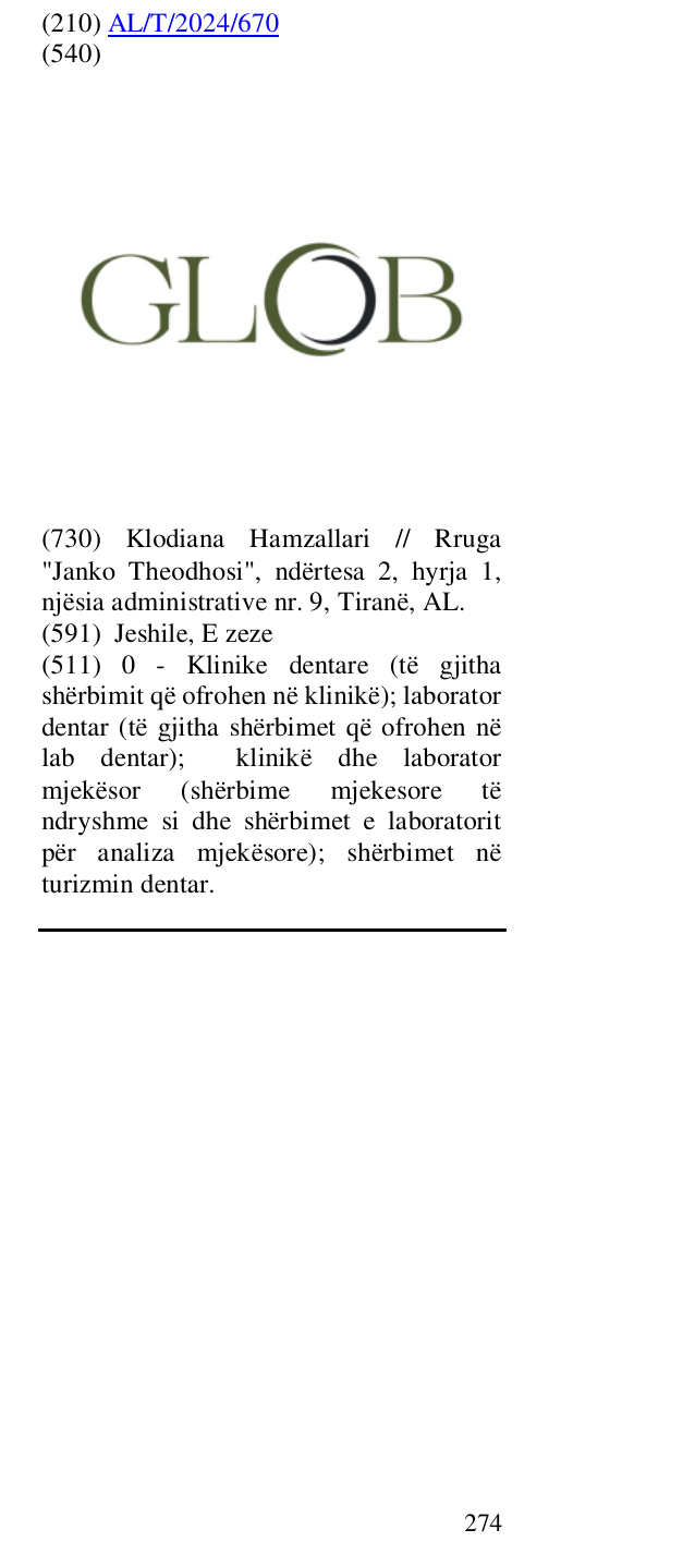 Zëri i markës GLOB në buletin