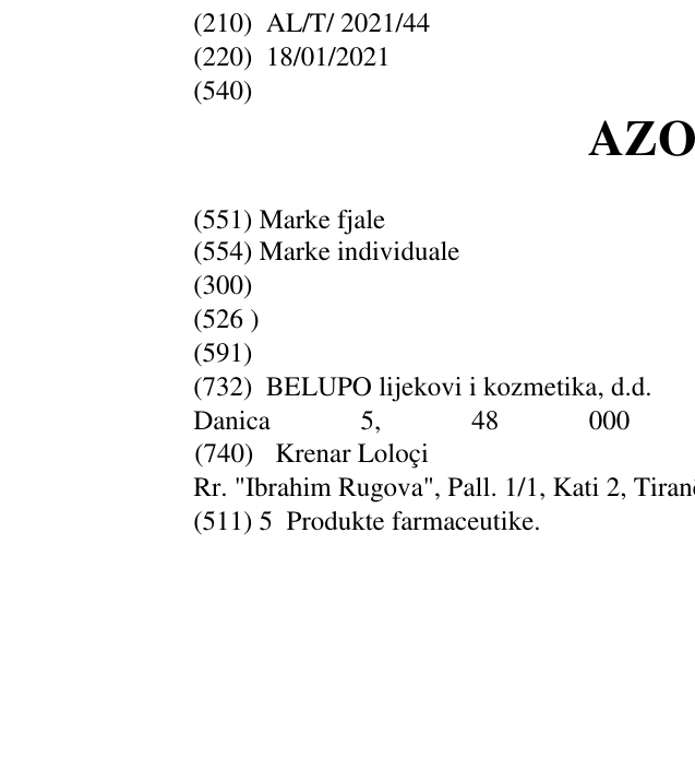 Zëri i markës AZOLAR në buletin