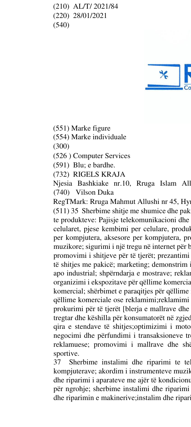 Zëri i markës Computer Services në buletin