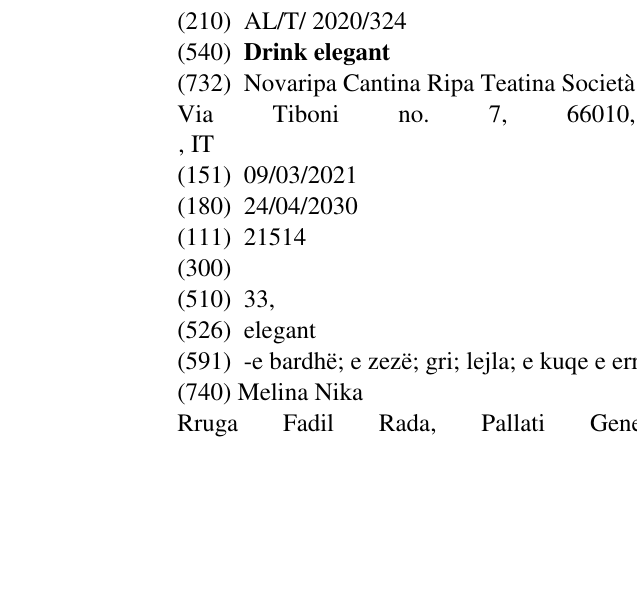 Zëri i markës Drink elegant në buletin