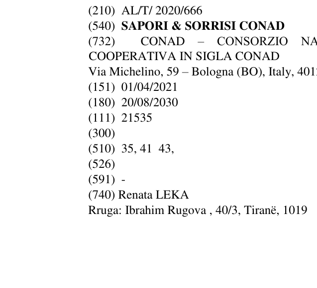 Zëri i markës SAPORI & SORRISI CONAD në buletin