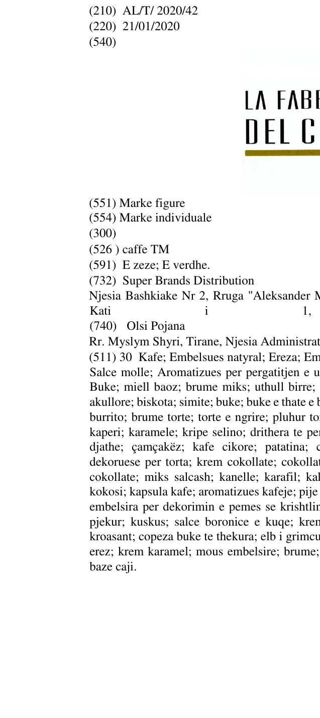 Zëri i markës caffe TM në buletin