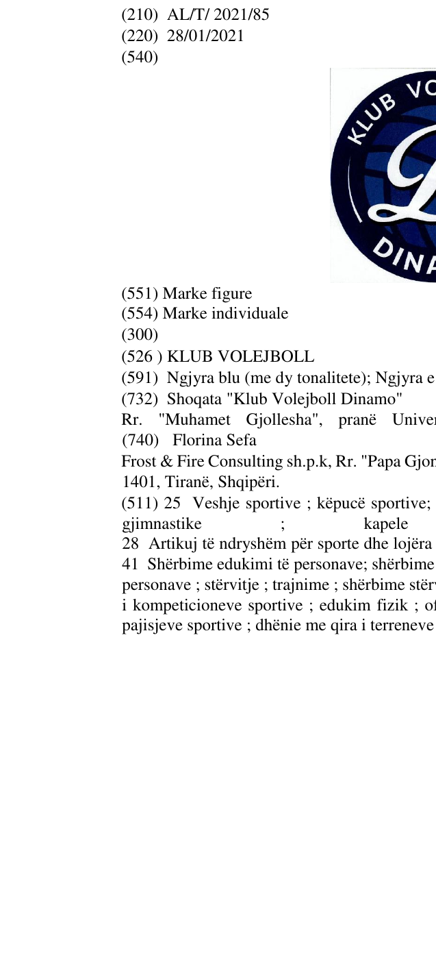 Zëri i markës KLUB VOLEJBOLL në buletin