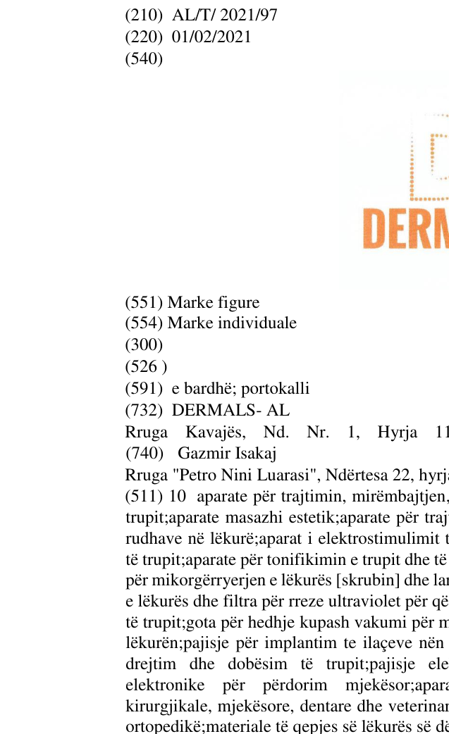 Zëri i markës D DERMALS në buletin