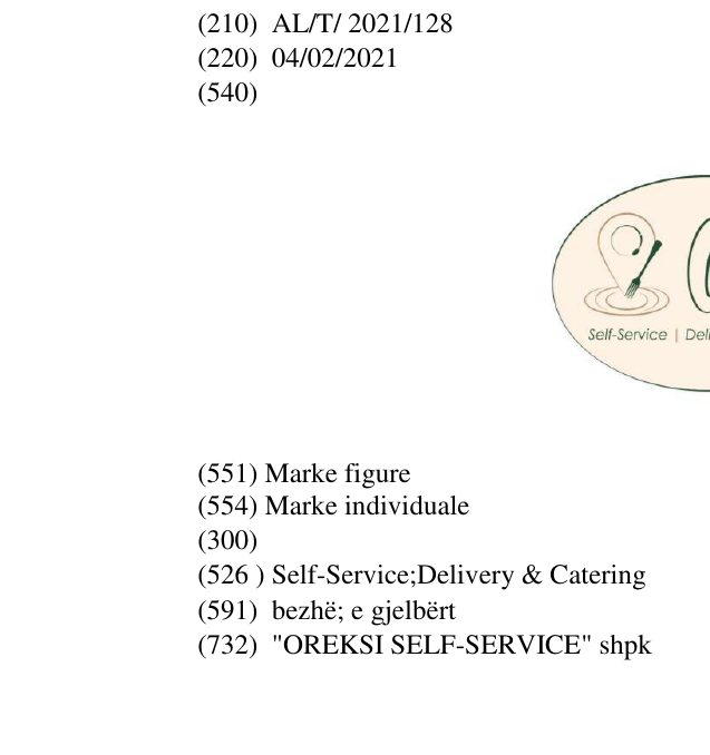 Zëri i markës Self-Service;Delivery & Catering në buletin
