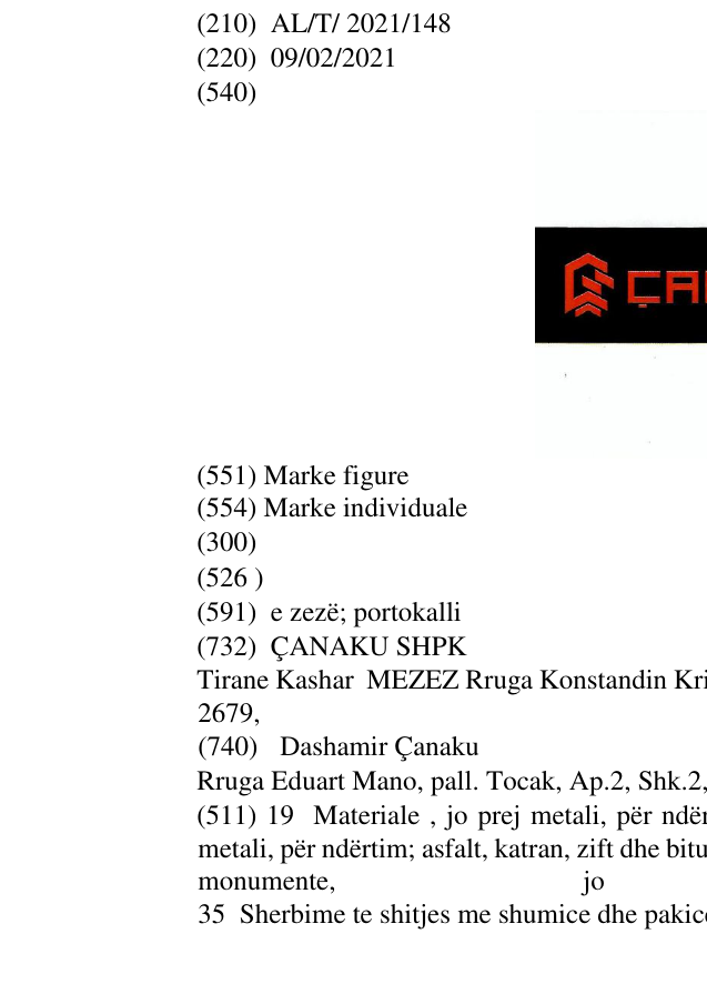 Zëri i markës ÇANAKU në buletin