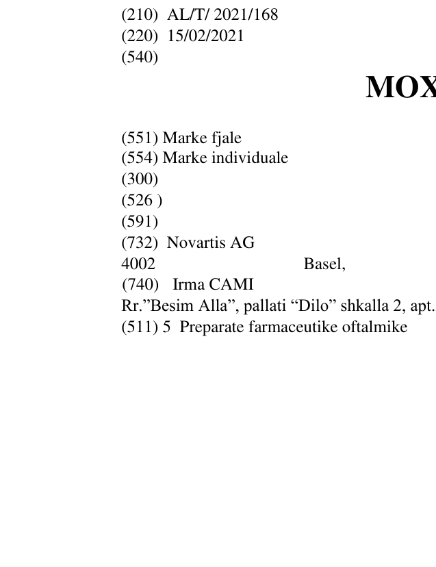 Zëri i markës MOXEZA në buletin