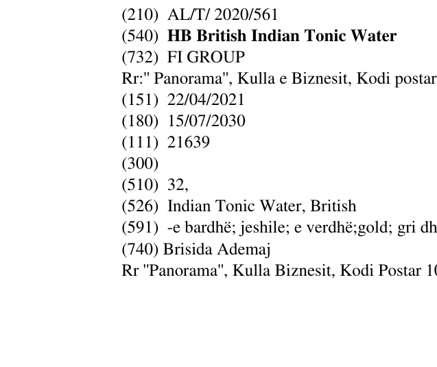 Zëri i markës HB British Indian Tonic Water në buletin