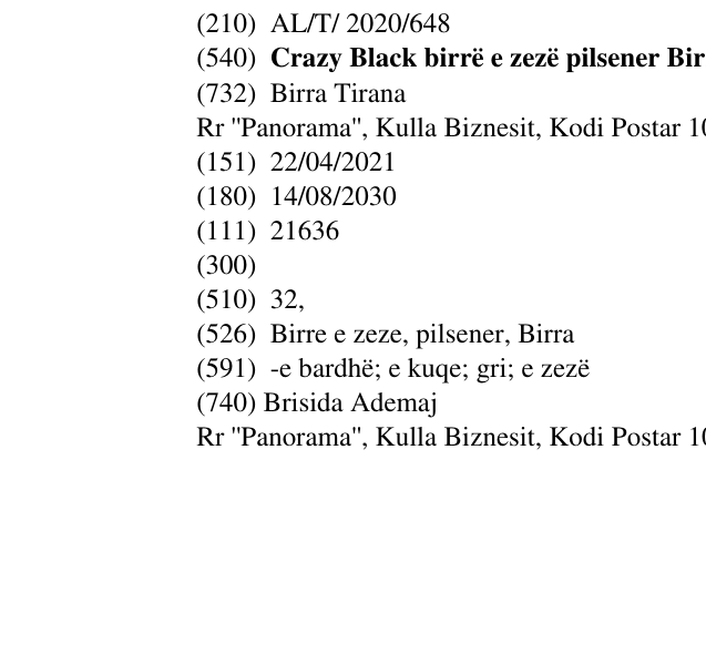 Zëri i markës Crazy Black birrë e zezë pilsener Birra Tirana në buletin