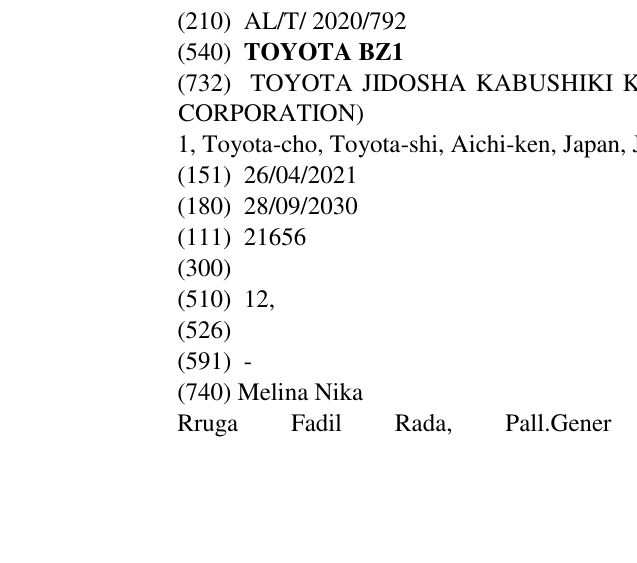 Zëri i markës TOYOTA BZ1 në buletin