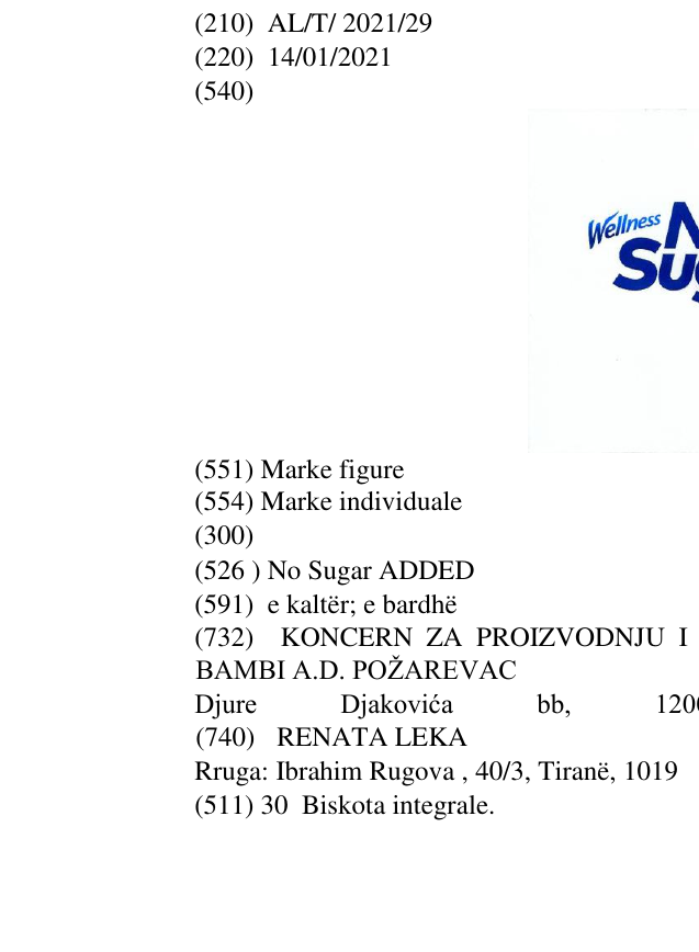 Zëri i markës No Sugar ADDED në buletin