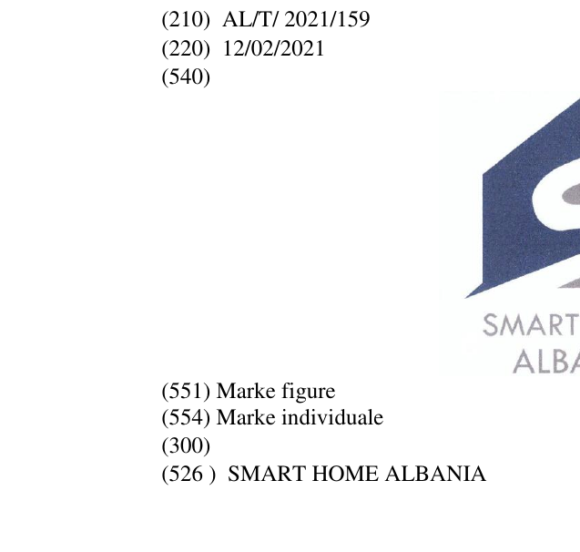 Zëri i markës SMART HOME ALBANIA Buletini i Pronësisë Industriale 32 në buletin