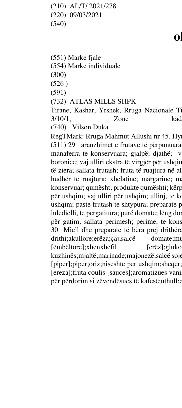 Zëri i markës ola në buletin