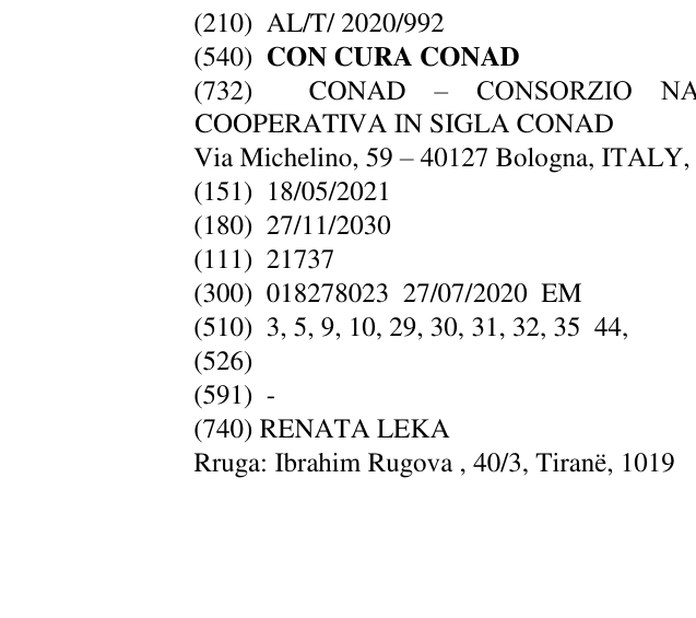 Zëri i markës CON CURA CONAD në buletin