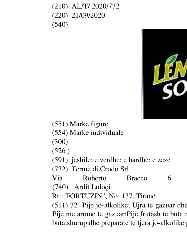Zëri i markës LEMON SODA në buletin