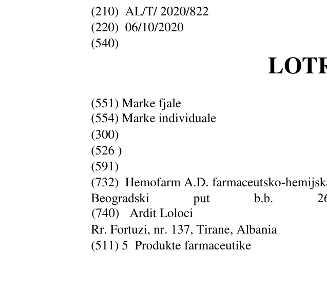 Zëri i markës LOTREKA në buletin