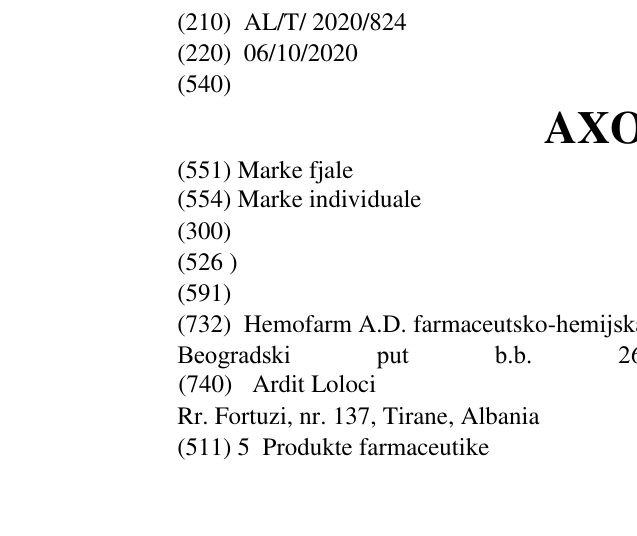 Zëri i markës AXONIN në buletin
