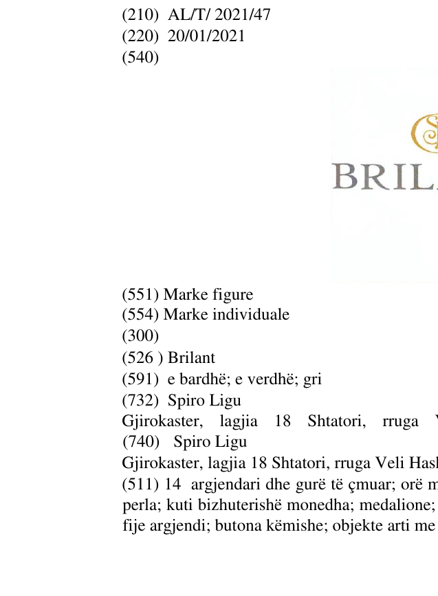 Zëri i markës Brilant në buletin
