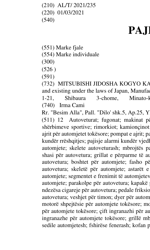 Zëri i markës PAJERO në buletin