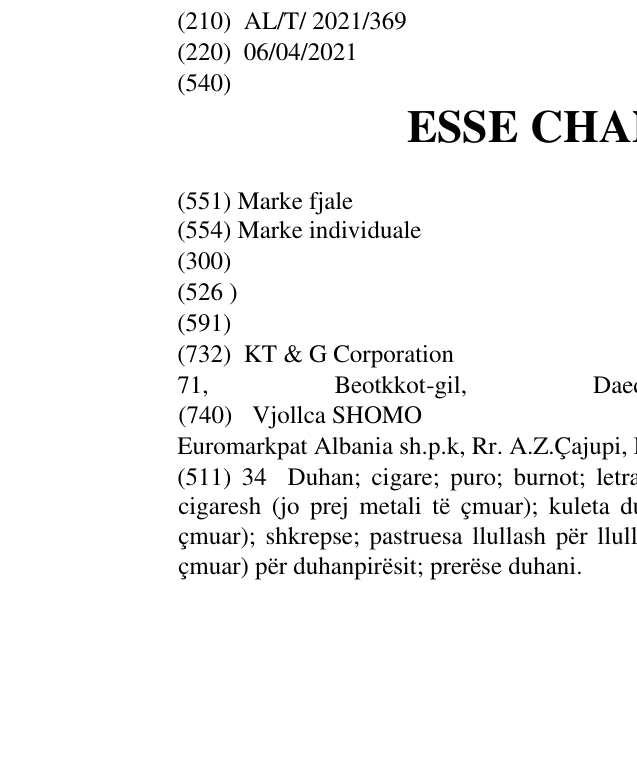 Zëri i markës ESSE CHANGE DEMI në buletin