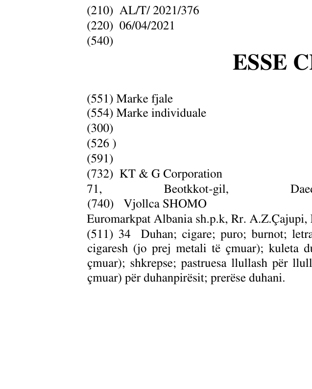 Zëri i markës ESSE CHANGE në buletin