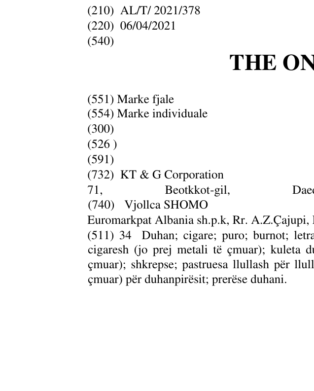 Zëri i markës THE ONE BLUE në buletin