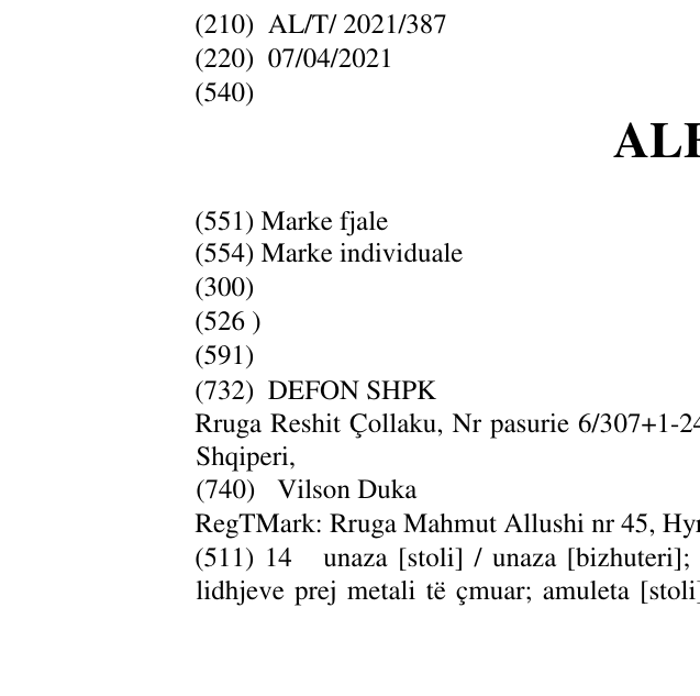 Zëri i markës ALEPH në buletin