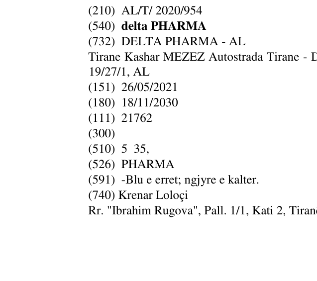 Zëri i markës delta PHARMA në buletin