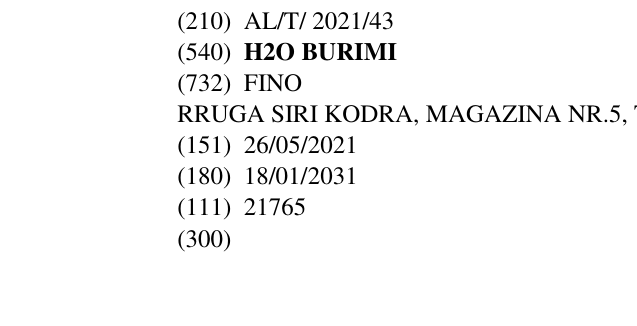 Zëri i markës H2O BURIMI në buletin