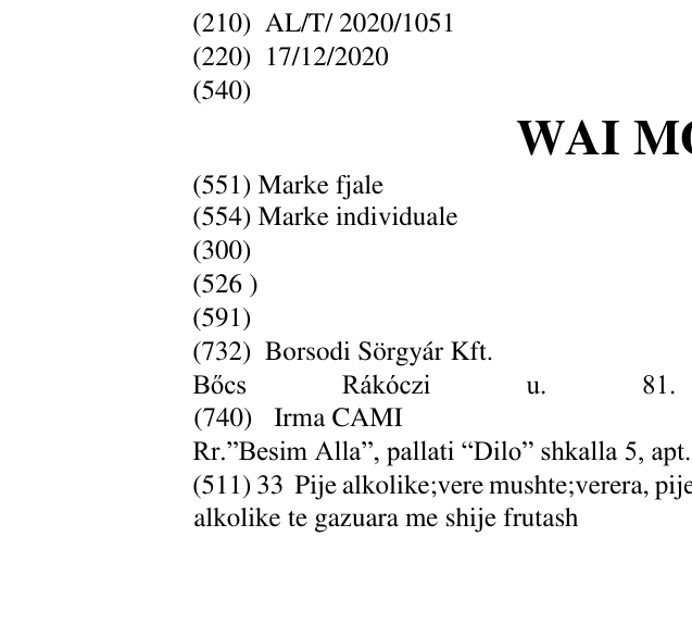 Zëri i markës WAI MOMENT në buletin