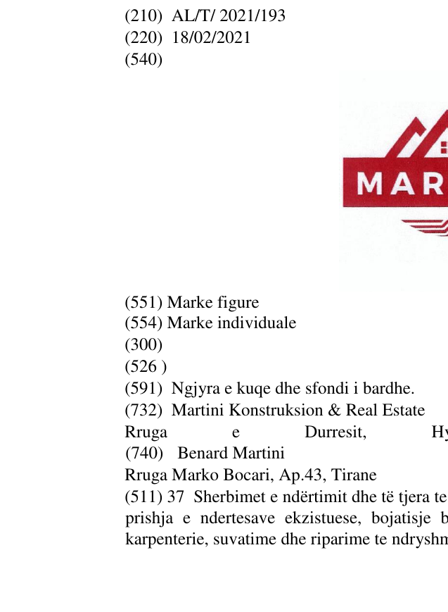 Zëri i markës MARTINI në buletin