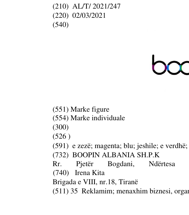 Zëri i markës boopin në buletin
