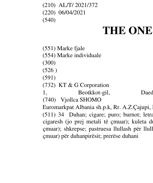Zëri i markës THE ONE ORANGE në buletin